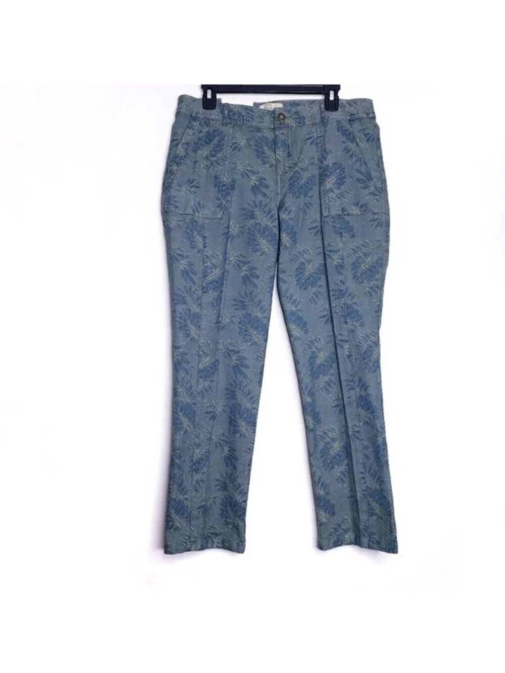 Bob Timberlake Green & Blue Leaf Print Straight Leg Jeans Women's Size 12
